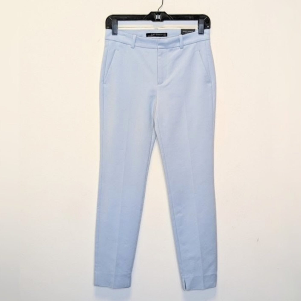 Zara Woman Chino Fit Pants Size 2 Light Blue Tailored Slim Ankle - Picture 14 of 14